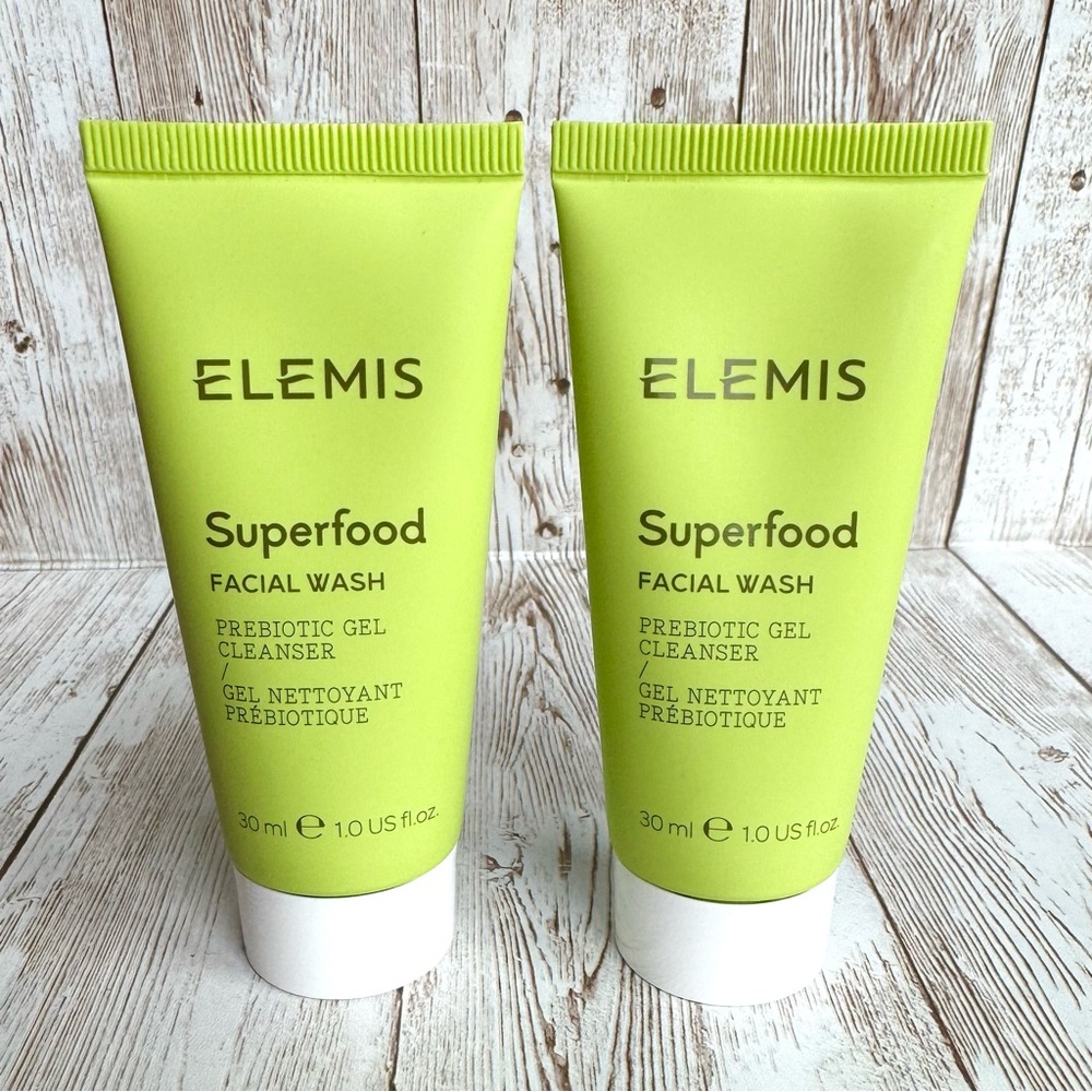 2 Elemis Superfood Facial Wash Travel Prebiotic Gel Cleanser Face Wash Bundle